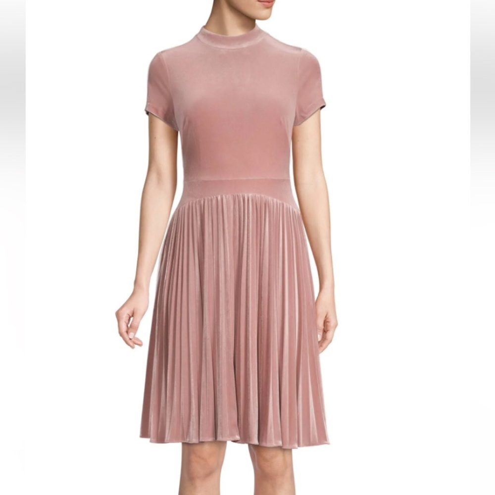 Aidan Mattox Pink Pleated Velvet Dress Size 2